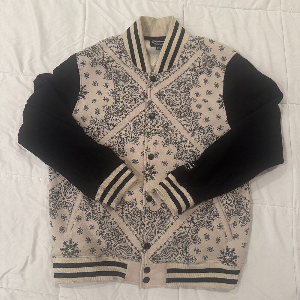 Men's Colorblock Graphic Varsity Jacket / Size X-Large